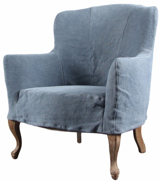 Кресло HAC6015-OAK/BLUE, Массив дерева, текстиль, blue, ROOMERS FURNITURE