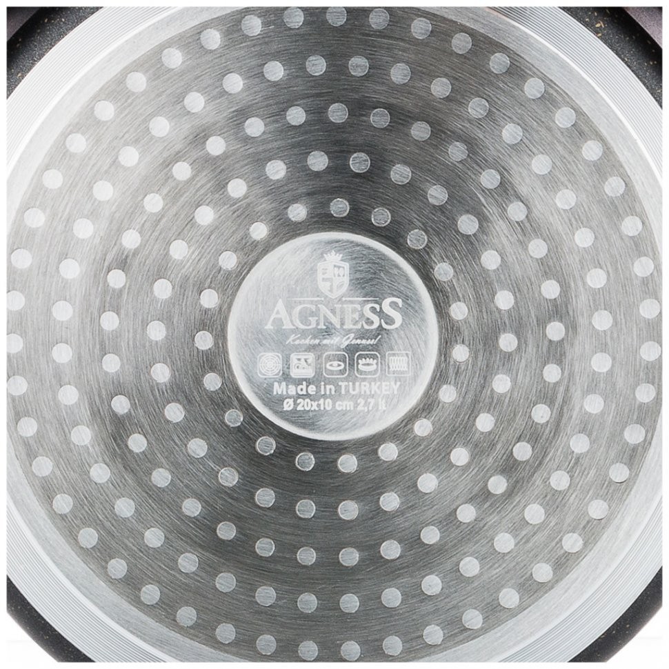 Кастрюля agness премиум "черное золото" 22x10,5 см  3.5 л антипригарное покрытие, индукционное  дно Agness (936-213)