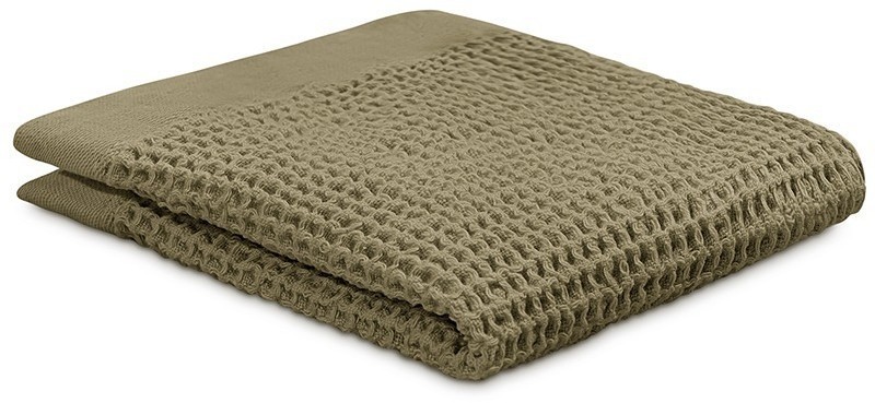 Полотенце для лица из умягченной вафли цвета хаки из коллекции essential, 30x30 см (79184)