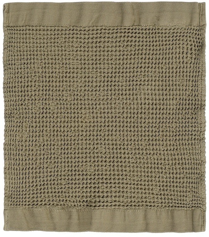Полотенце для лица из умягченной вафли цвета хаки из коллекции essential, 30x30 см (79184)