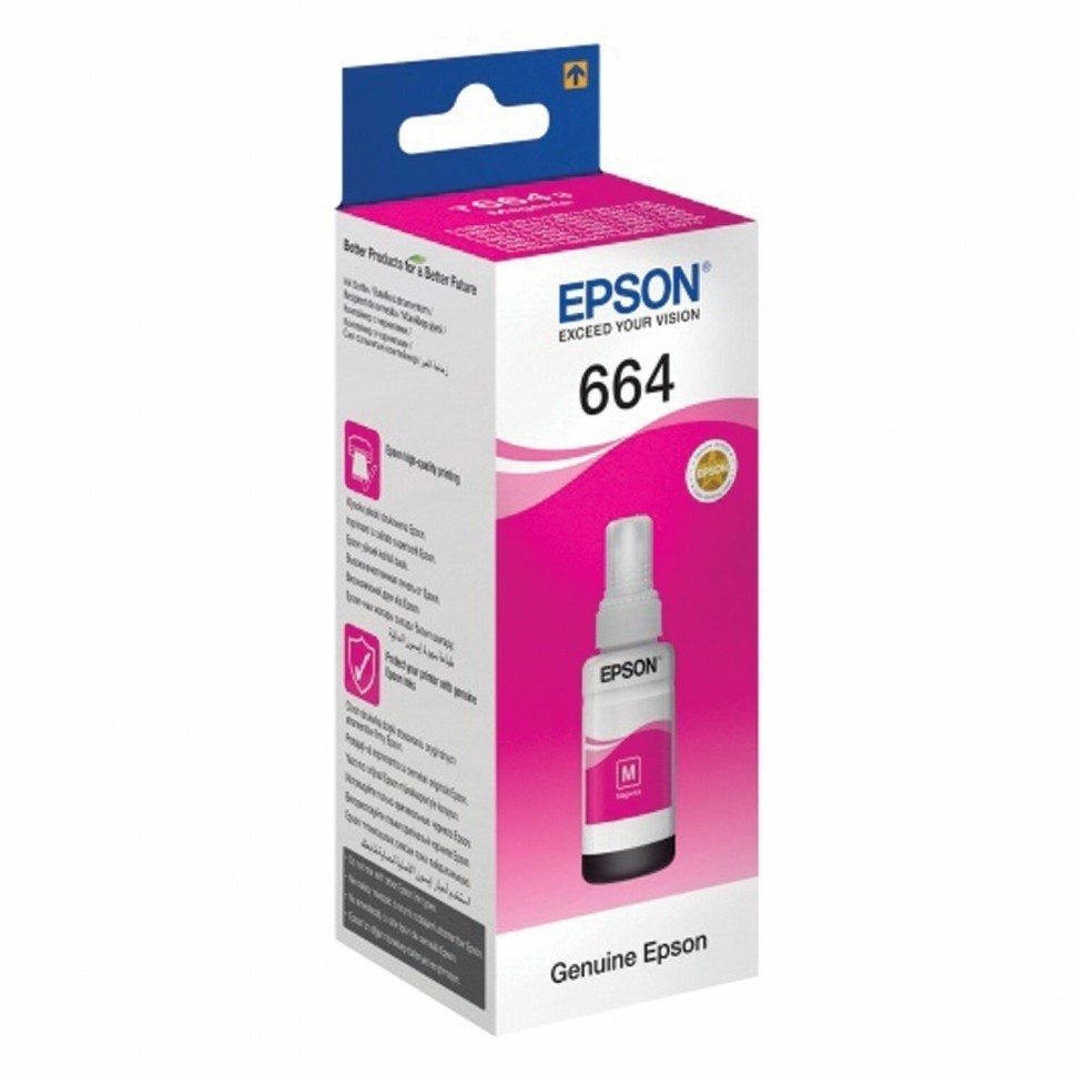 Чернила EPSON 664 T6643 для СНПЧ Epson L100/L110/L200/L210/L300/L456/L550 пурпурные 360974 (93421)