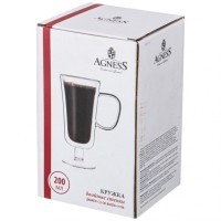 Кружка с двойными стенками &quot;double-wall&quot; 200 мл. диаметр=7,5 см. высота=15 см. Agness (250-138)