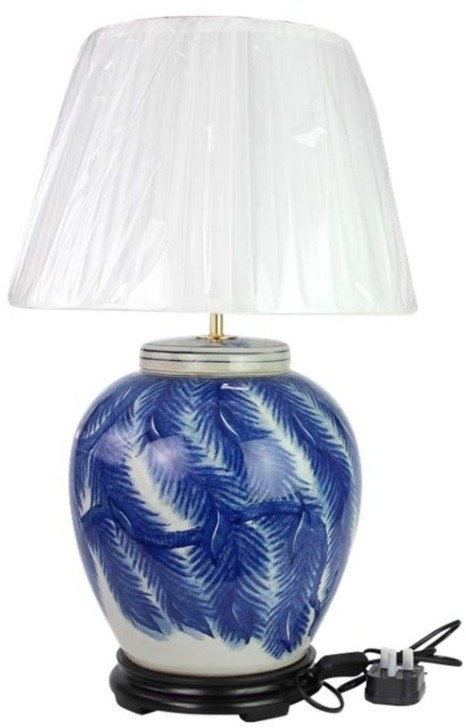 Лампа настольная 43-DS77-RYWI20, фарфор, blue/white, ROOMERS FURNITURE