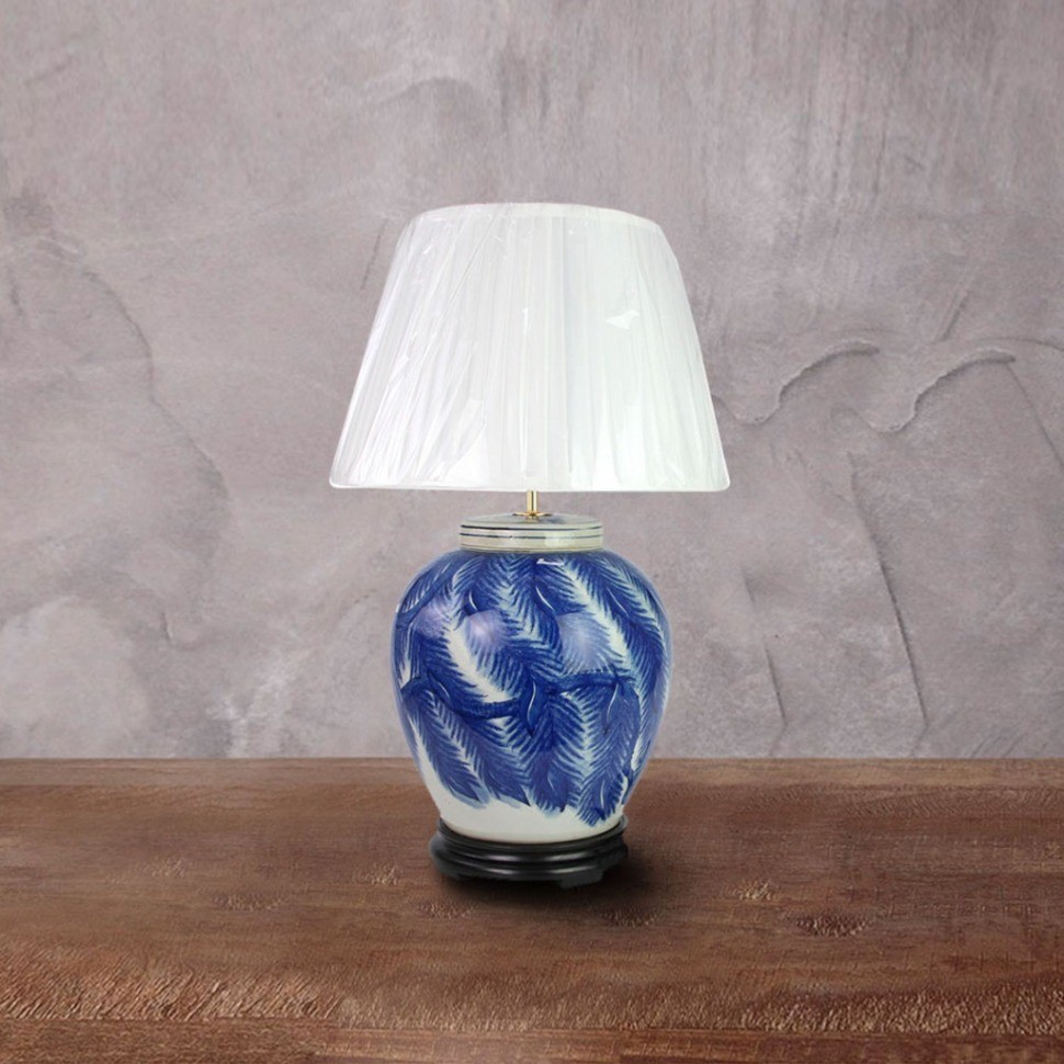 Лампа настольная 43-DS77-RYWI20, фарфор, blue/white, ROOMERS FURNITURE