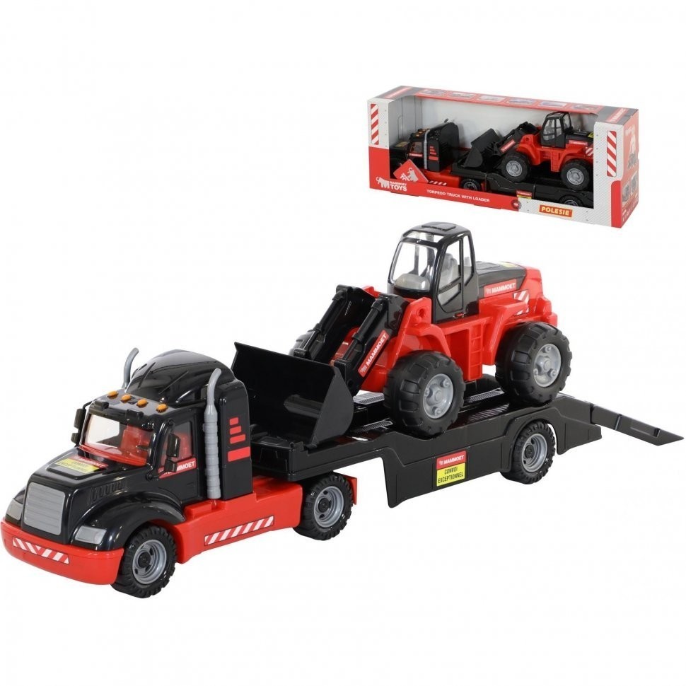 Автомобиль-трейлер + трактор-погрузчик (в коробке) (57006_PLS)