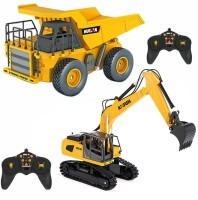 Радиоуправляемый набор экскаватор и самосвал Huina (свет, звук, акб, 1:24) (HN1559-YELLOW)