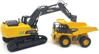 Радиоуправляемый набор экскаватор и самосвал Huina (свет, звук, акб, 1:24) (HN1559-YELLOW)