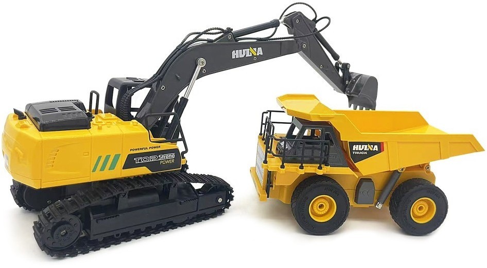 Радиоуправляемый набор экскаватор и самосвал Huina (свет, звук, акб, 1:24) (HN1559-YELLOW)