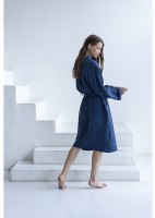 Халат из многослойного муслина темно-синего цвета из коллекции essential, размер s (75394)