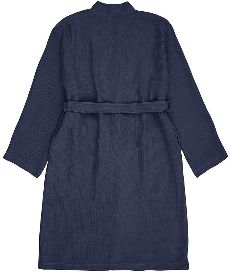 Халат из многослойного муслина темно-синего цвета из коллекции essential, размер s (75394)