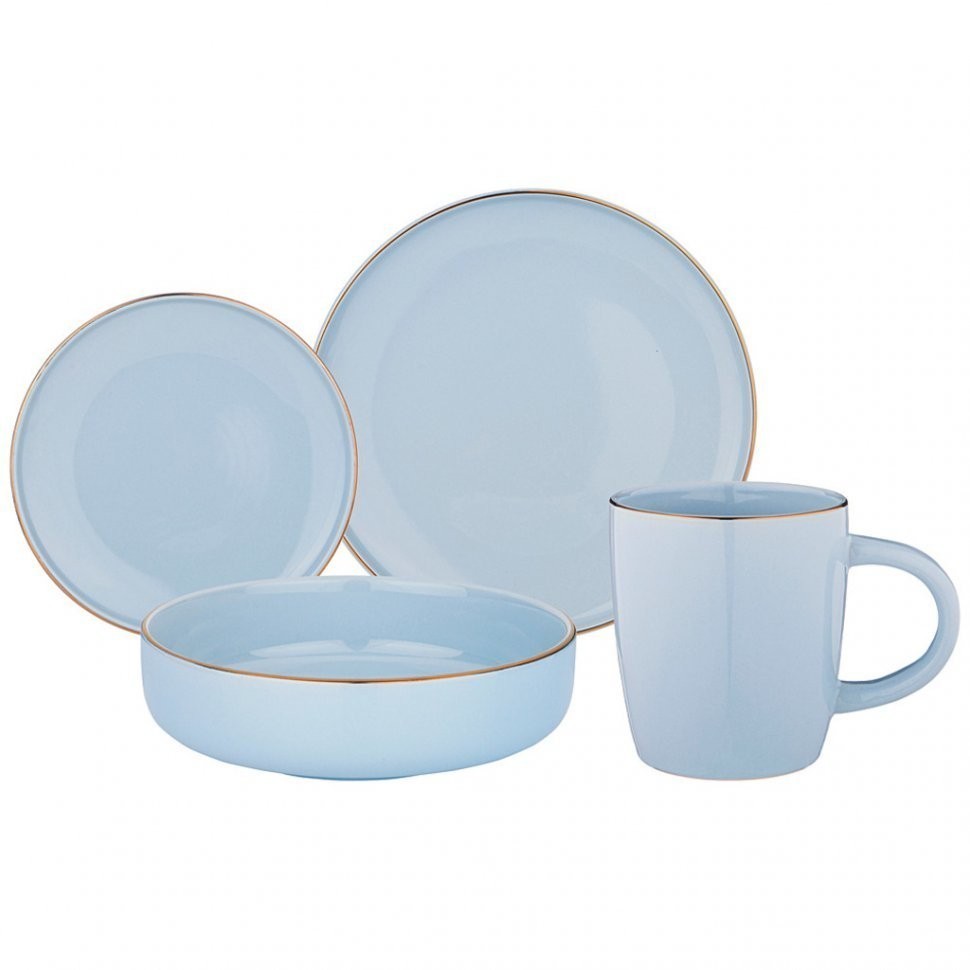 Набор посуды обеденный bronco "solo" на 4 пер. 16 предметов бледно-голубой (577-163)