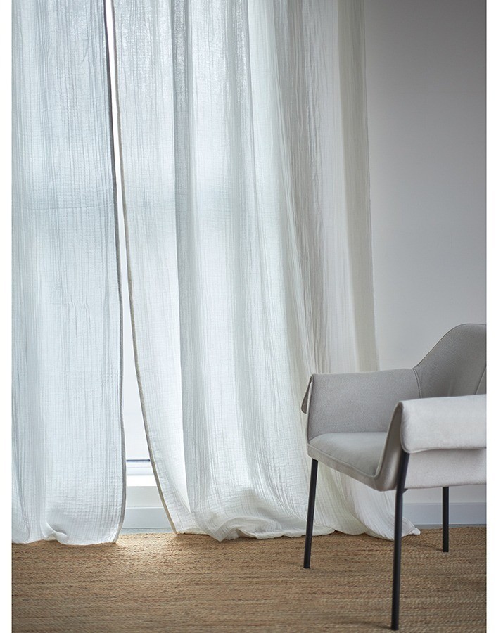 Штора из муслина с декором синего цвета из коллекции essential, 150х290 см (77782)