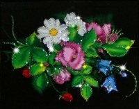 Картина Шиповник с кристаллами Swarovski (1316)