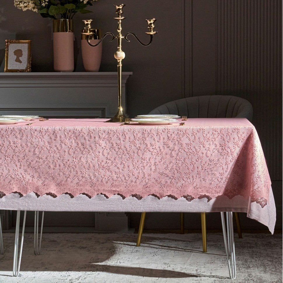 Набор из скатерти и наперона "пепел розы" 160*300 см SANTALINO (805-014)