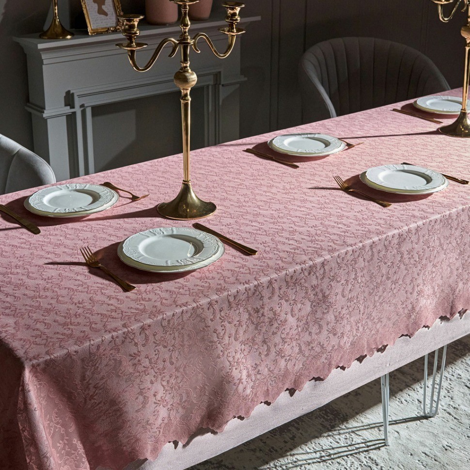 Набор из скатерти и наперона "пепел розы" 160*300 см SANTALINO (805-014)
