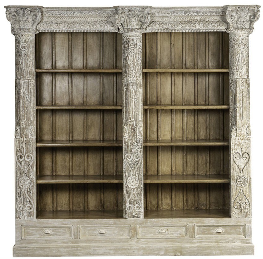Стеллаж XIX век, Индия PA14207-W, манго, тик, bleached white/brown, ROOMERS ANTIQUE