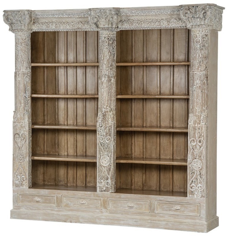 Стеллаж XIX век, Индия PA14207-W, манго, тик, bleached white/brown, ROOMERS ANTIQUE