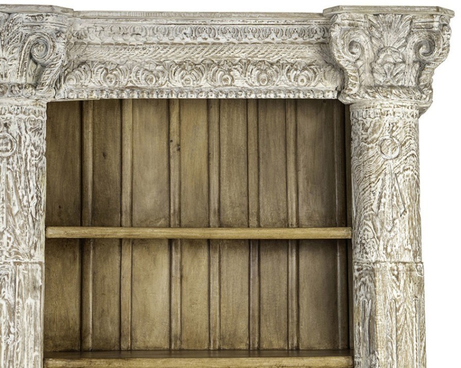 Стеллаж XIX век, Индия PA14207-W, манго, тик, bleached white/brown, ROOMERS ANTIQUE