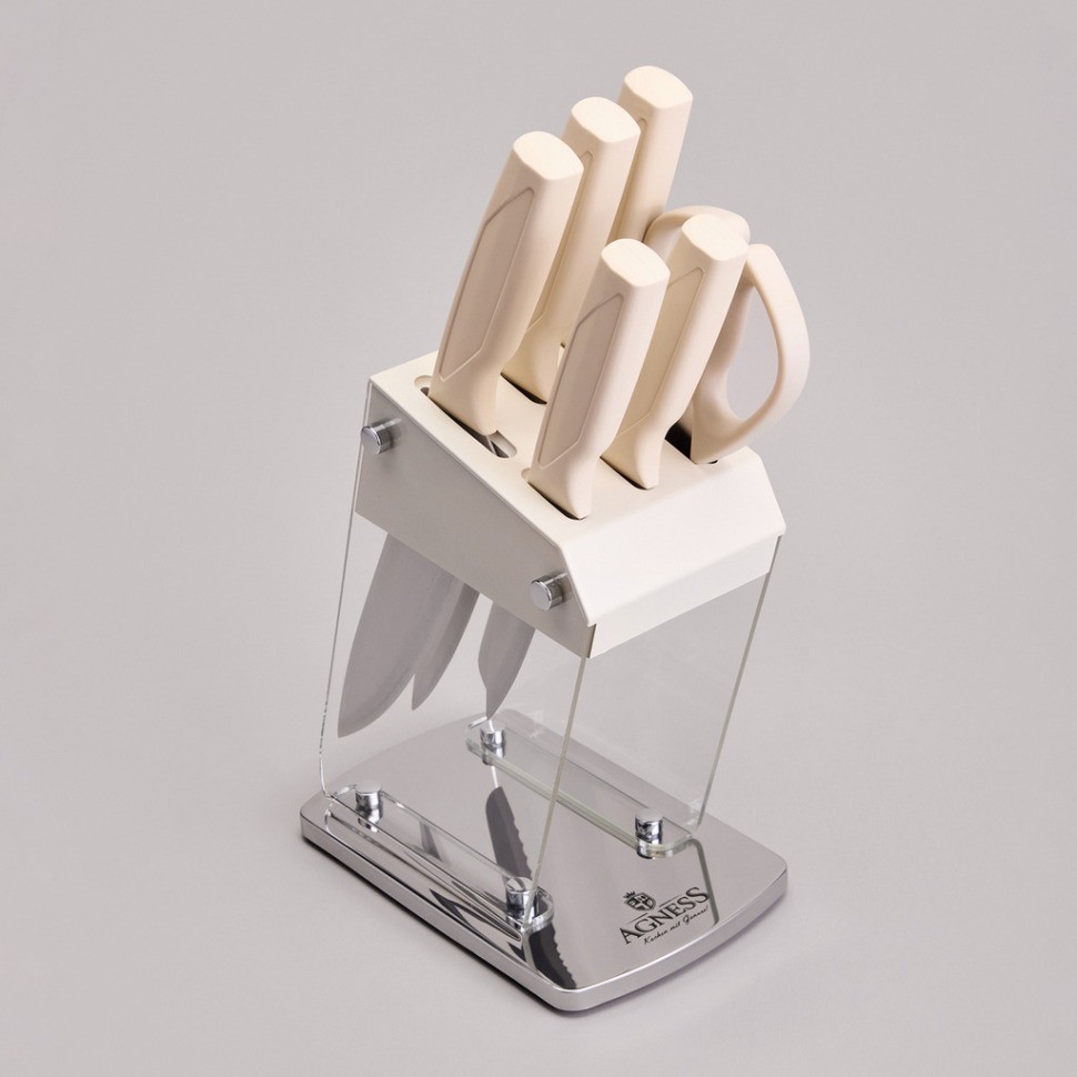 Набор ножей agness  на пластиковой подставке, 7 предметов (911-782)
