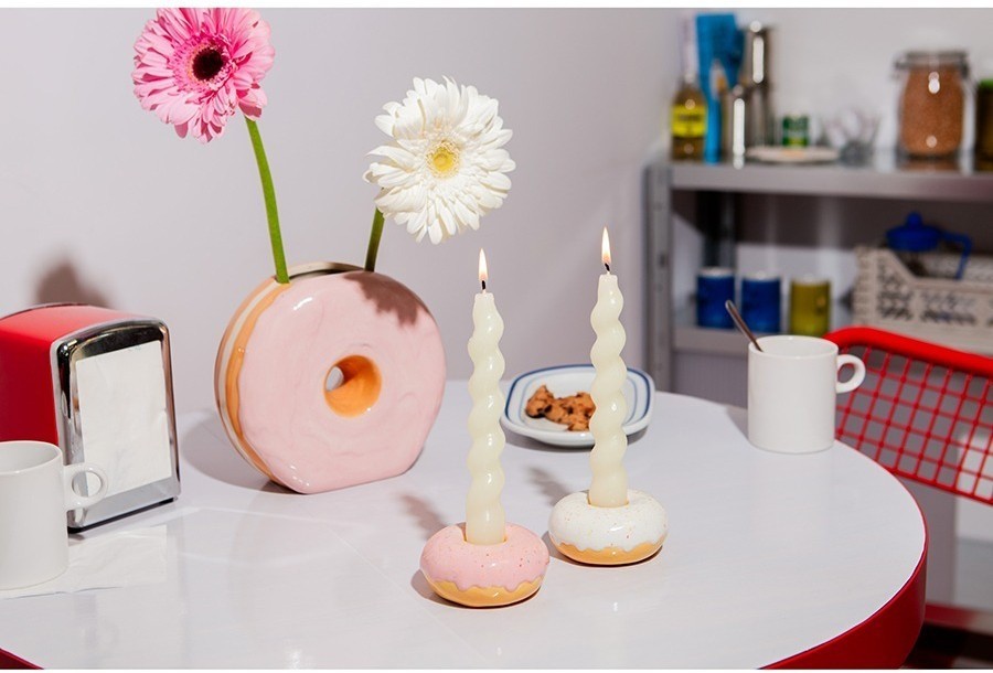 Подсвечник fast food, donut, D7 см, розовый (78950)