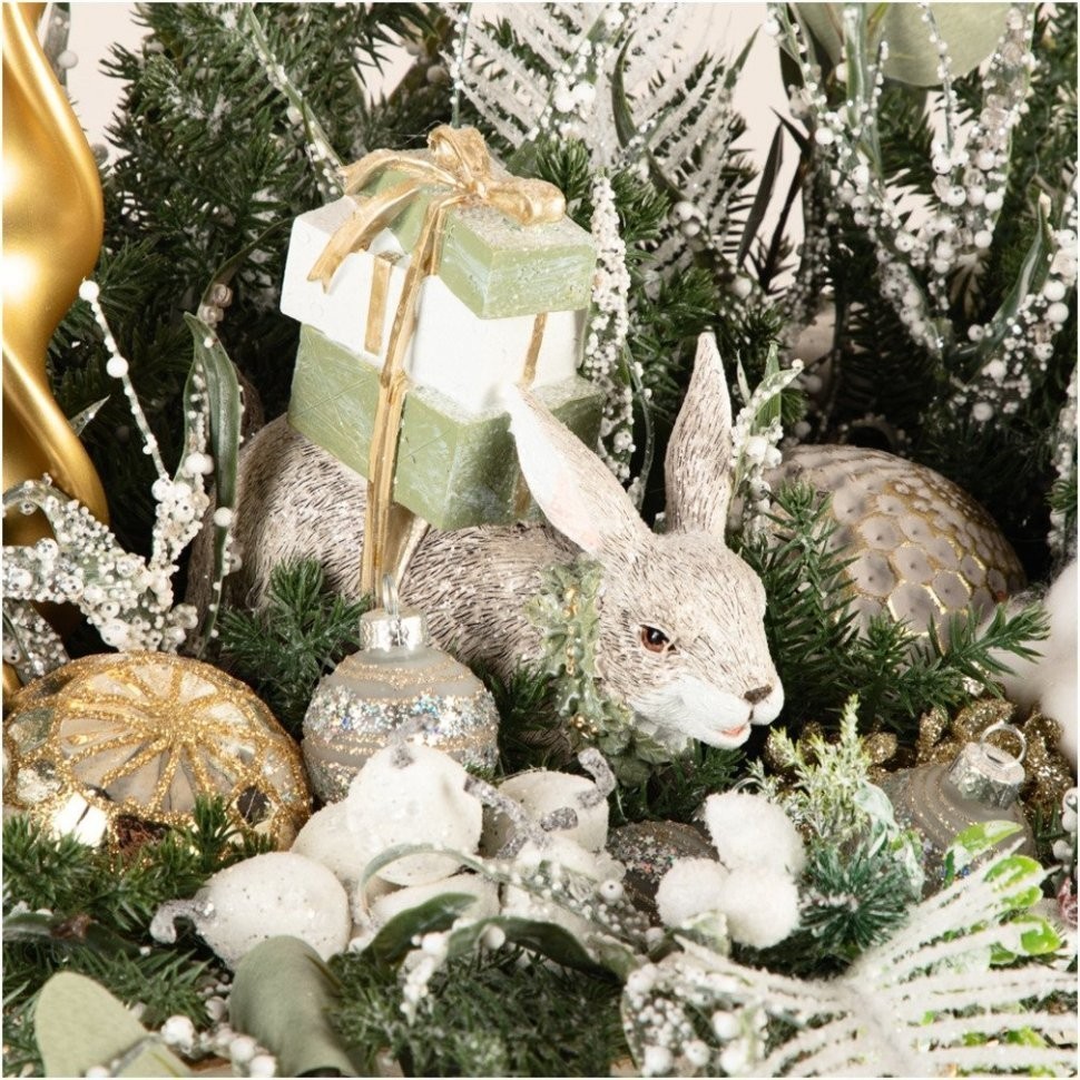 Цветочная композиция в корзине "рождественский кролик" ширина75см*высота 45см- без упаковки Lefard (23-2115)