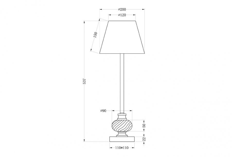 Лампа настольная плафон серый Д20 В55 (TT-00000893)