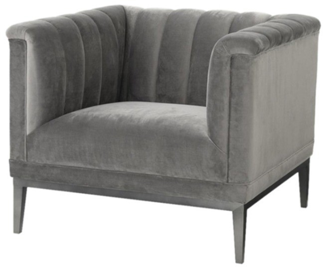 Кресло Арам S0280-1D/AR108-34#grey, Нержавеющая сталь, бархат, dark grey, ROOMERS FURNITURE