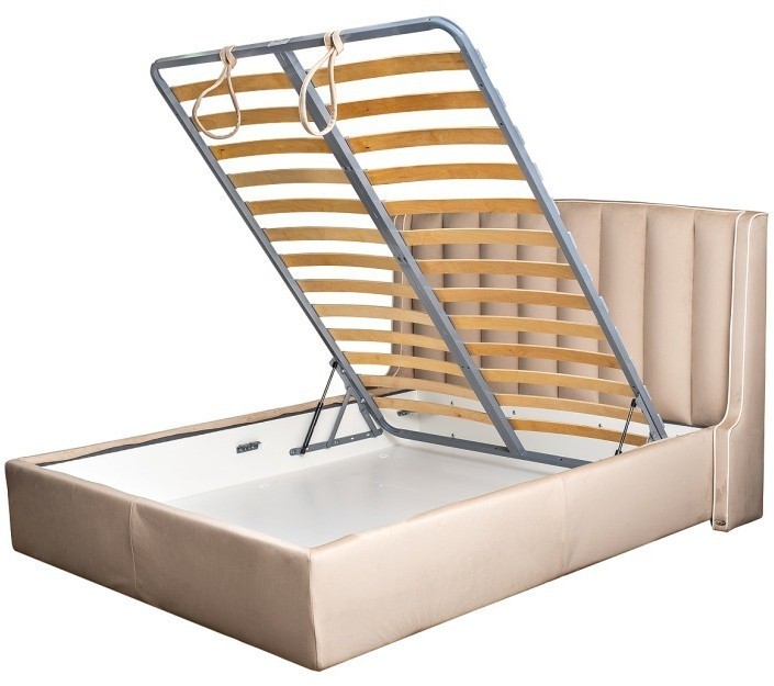 Кровать Odry c подъем.мех. велюр экрю Colt1009 186*220*120 (TT-00015959)