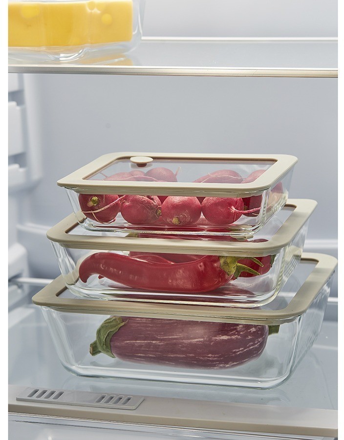 Контейнер для запекания и хранения с вакуумным эффектом vacuum glass, 1,4 л, молочный (78842)