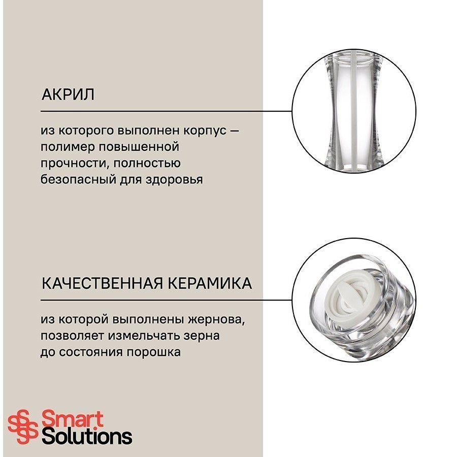Мельница для соли smart solutions, 20 см (70661)