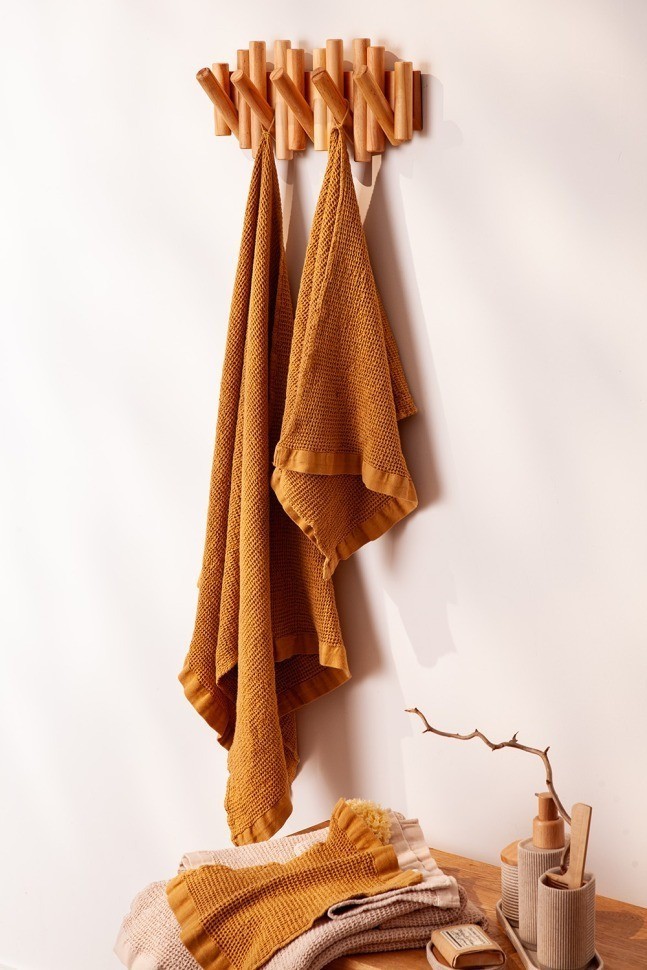 Полотенце для рук из умягченной вафли цвета охры из коллекции essential, 50x90 см (79189)