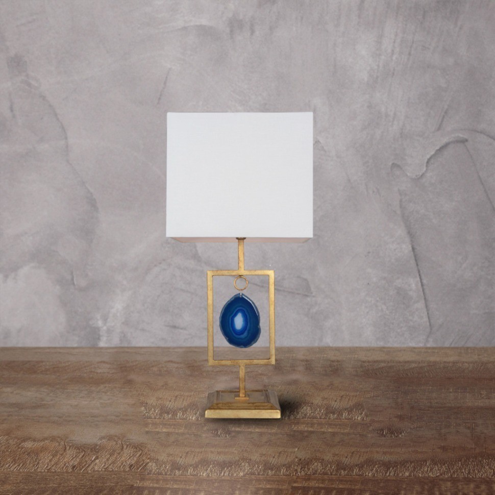 Лампа настольная MT3486-1, металл, текстиль, white, gold, blue, ROOMERS FURNITURE