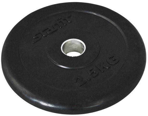 Диск обрезиненный BB-202 d=26 мм, стальная втулка, черный, 2,5 кг (998364)
