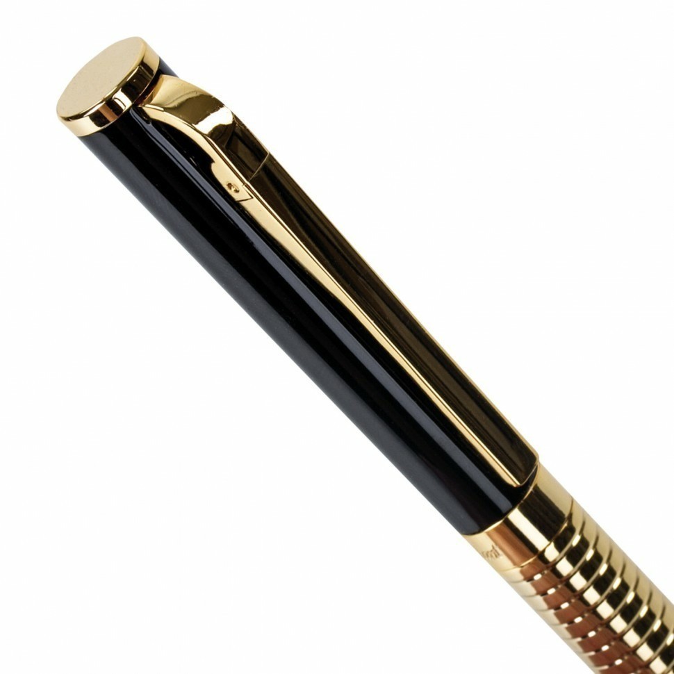 Ручка подарочная шариковая Galant Black Melbourne корпус золотистый с черным синяя 141356 (90792)
