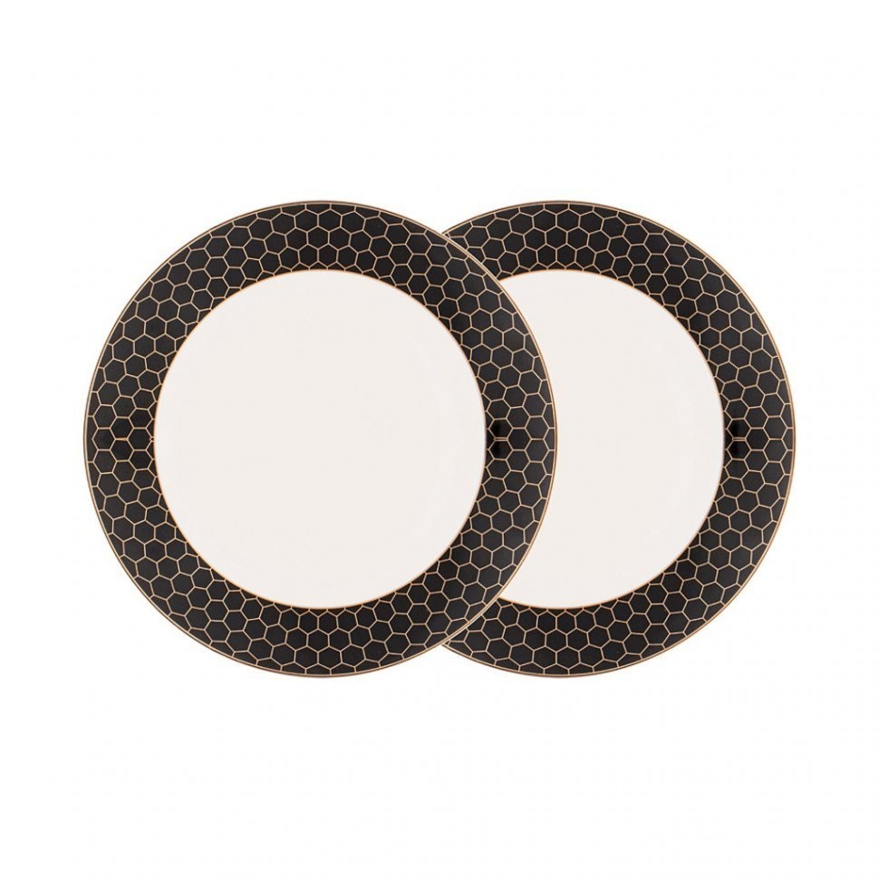 Набор тарелок закусочных "Harmony" чёрно-золотая деколь 2 шт, 20,5см (TT-00008400)