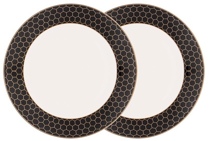 Набор тарелок закусочных "Harmony" чёрно-золотая деколь 2 шт, 20,5см (TT-00008400)