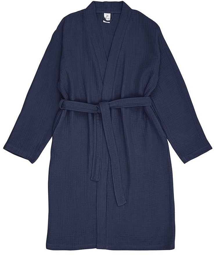 Халат из многослойного муслина темно-синего цвета из коллекции essential, размер m (75395)
