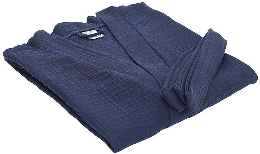 Халат из многослойного муслина темно-синего цвета из коллекции essential, размер m (75395)