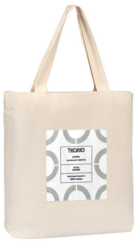 Штора из муслина бежево-серого цвета из коллекции essential, 150х290 см (77781)