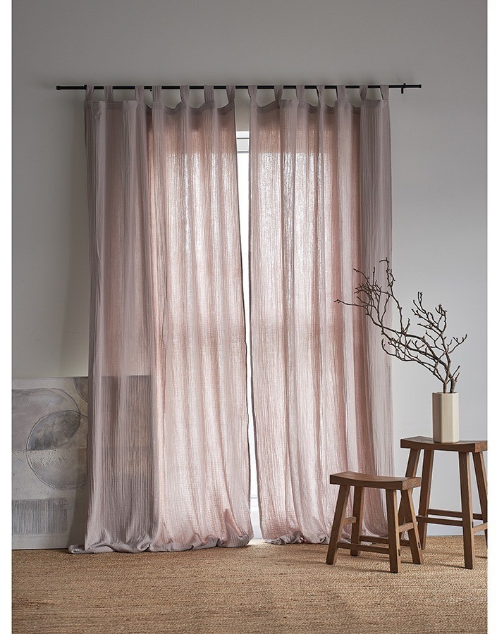 Штора из муслина бежево-серого цвета из коллекции essential, 150х290 см (77781)