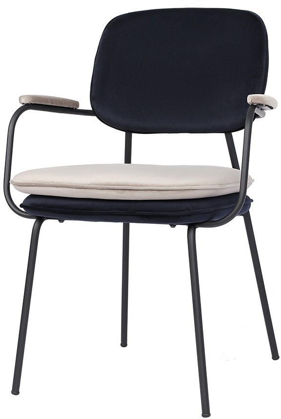 Стул с подлокотниками pea, велюр, темно-синий/бежевый (77081)