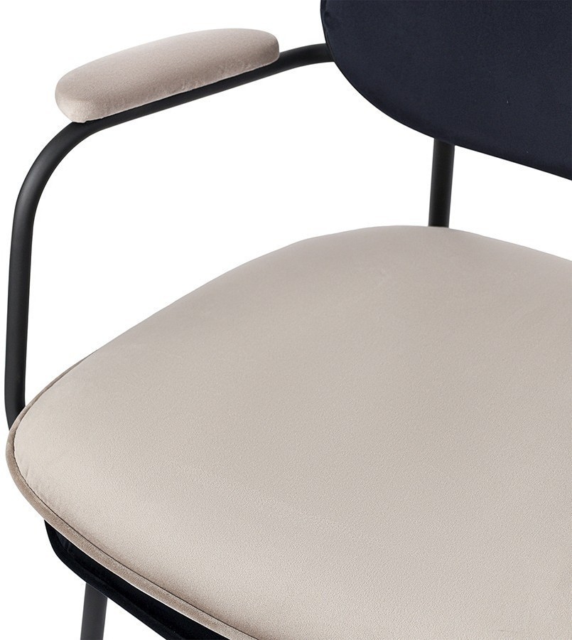 Стул с подлокотниками pea, велюр, темно-синий/бежевый (77081)