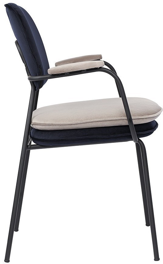 Стул с подлокотниками pea, велюр, темно-синий/бежевый (77081)