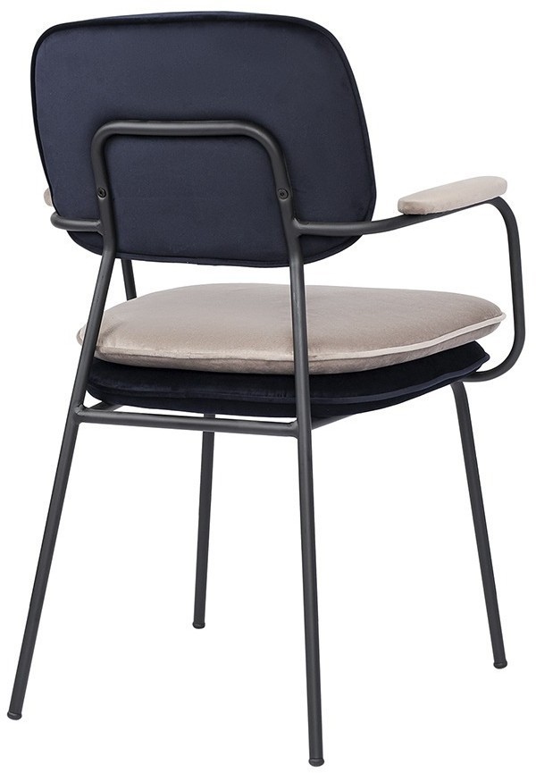 Стул с подлокотниками pea, велюр, темно-синий/бежевый (77081)