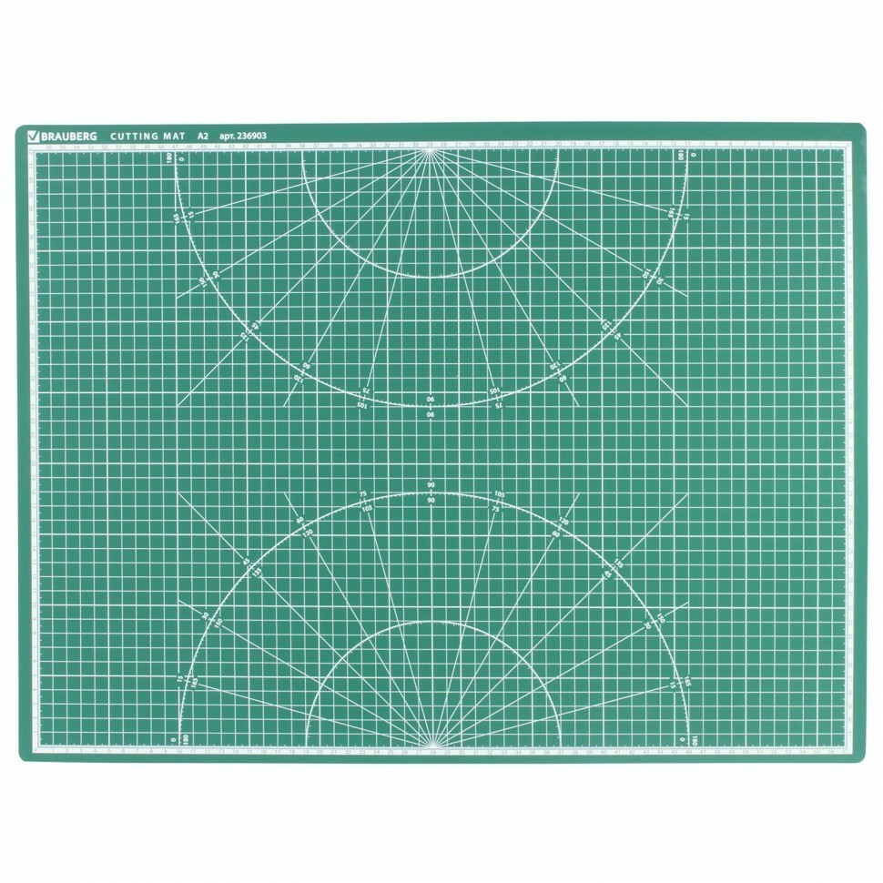 Коврик (мат) для резки Brauberg 3-слойный А2 (600х450 мм) двусторонний зеленый 236903 (89654)