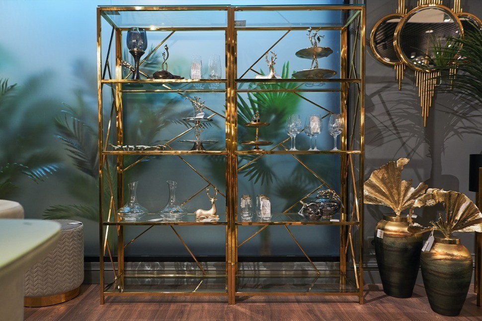 Стеллаж стекло прозр/золото 80*35*180см (TT-00002839)