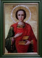 Икона Пантелеймон малая с кристаллами Swarovski (1479)