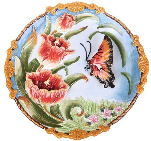 Тарелка декоративная lefard "бабочка и маки" 21,5*3 см (59-568)