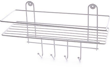 Полка в ванную 4 крючка (33*12,5*21см) белая (АЛТ12)