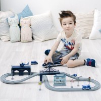 Железная дорога для детей &quot;Полицейский участок, 66 предметов&quot;, на батарейках (G201-005)